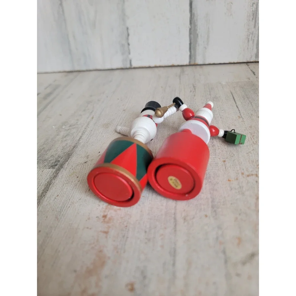 Vintage thumb push puppet Santa Claus snowman toy Xmas set home